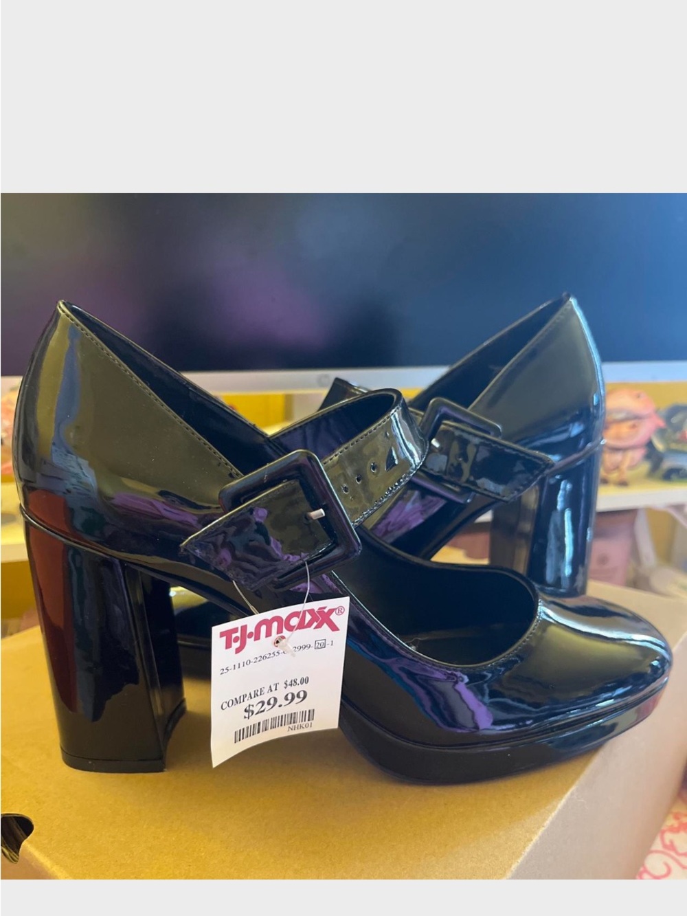 Madden Girl Black Patent Mary Jane Chunky Heels